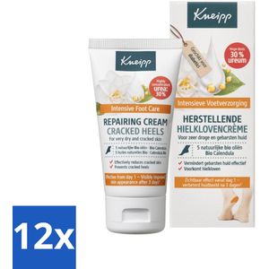 12 x Kneipp - Hielklovencrème - 30 % ureum - Geschikt voor diabetici - 50 ml - Hielkloven Crème - Droge Hielen - Eeltvermindering - Ureum Crème - Voetverzorging