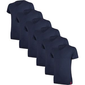 Undiemeister T Shirt Heren - Slim Fit T-shirt - 6-Pack - Storm Cloud (Blauw) - Mellowood Tencel - Ademend en Temperatuurregulatie - Korte mouwen - V-Hals - Maat XXXL
