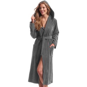 Ibenzoa® Comfortabele Damesbadjas van Zachte Badstof met Capuchon voor Sauna en Wellness