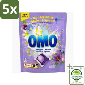 5 x Omo - Wascapsules - Lavendel & Eucalyptus - Krachtige geur - 42 Capsules - Grootverpakking - Wascapsules - Lavendel - Eucalyptus - Wasmiddel - Gekleurde Kleding