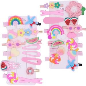 Brenzoos - Haarspelden - Set van 28 schattige haaraccessoires met bloem fruit kleuren - voor tieners