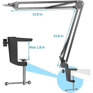 microfoonarm / Premium Low Profile Microphone Arm and Cable Ducts, Desk Clamp,