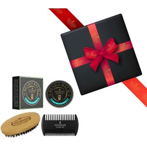 Velihan Beardcare - Baardverzorging Trio Pack Baardbalsem Eau De Cologne, Baardborstel en Baardkam - Cadeau voor mannen - Vaderdag Cadeau - Cadeau voor hem - Cadeau voor Kerst - Valentijdsdag mannen - Giftset mannen - Geschenkset man