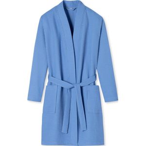 SCHIESSER Essentials badjas - dames badjas wafelpique blauw - Maat: S