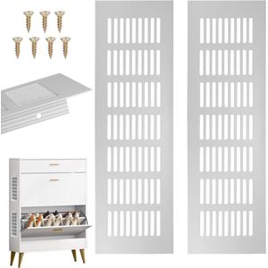 Ventilation Grille Pack of 2 - 300 mm Rectangular Aluminium Exhaust Air Grille with Screws for Door Ventilation in Shoe Cabinet, Living Room, Bathroom, Kitchen