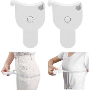 2 stuks - Lichaamsmaat - Hulpmiddel voor het meten van de taille - Drie metingen - Automatisch intrekbaar meetlint - Intrekbaar met één klik - Dubbelzijdige markeringen met hoge definitie - Wit - 150 cm - Voor het meten van elk lichaamsdeel