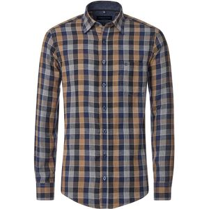 CASA MODA - Sport Comfort Fit Overhemd - Grijs Geruit - Flanel - Strijkvriendelijk