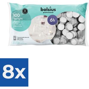 Bolsius Waxinelichtjes - 100 Stuks - Wit - theelichtjes - Voordeelverpakking 8 stuks