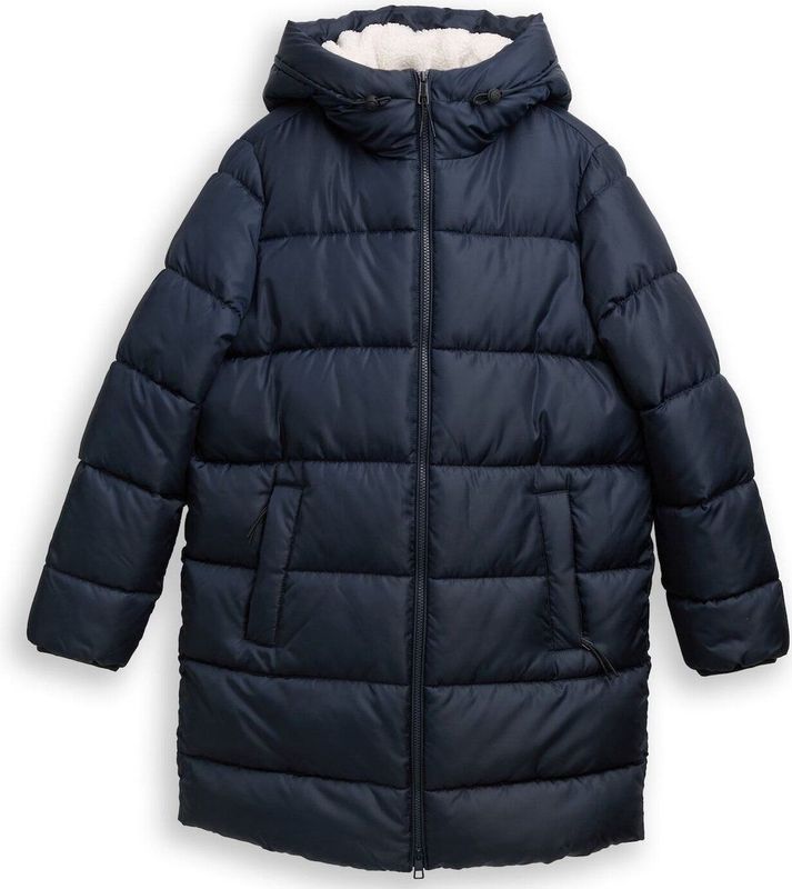 Tom Tailor Denim - Gewatteerde Lange Jas - Regular Fit - Met Capuchon en Tunnelkoord