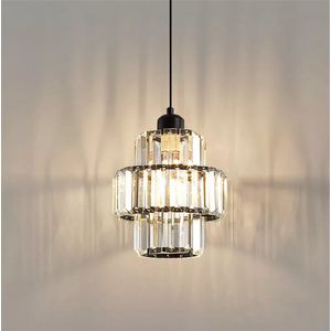 Moderne Kristallen Hanglamp - LED Kristallen - Kroonluchter - Zwart - 15 cm - Gangpad of Hal Lamp - Crystal Led Lamp - Plafoniere