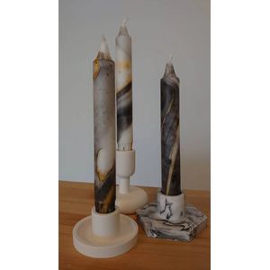 Marmer dinerkaars Zwart Wit Goud Set van 6 stuks