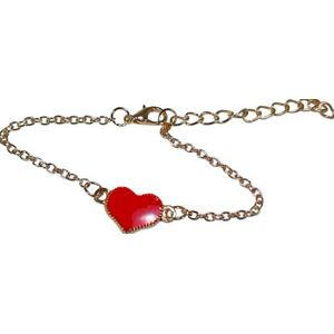 Sieraden - Armband - Hartje - Rood - Goud - 17cm