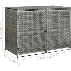 VidaXL Containerberging Dubbel 148x77x111 cm Poly Rattan Antraciet