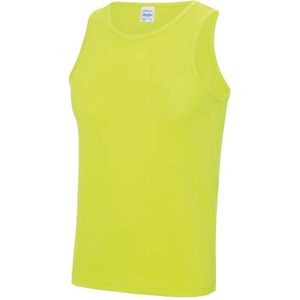 Sport singlet/hemd neon geel voor heren - Hardloopshirts/sportshirts - Sporten/hardlopen/fitness/bodybuilding - Sportkleding top neon geel voor mannen M (40/50)