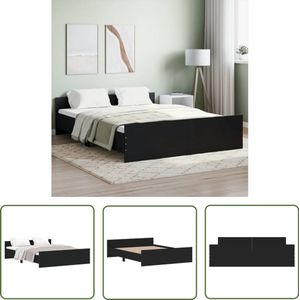 vidaXL Bedframe Zwart - 150x200 cm - Hout & Multiplex Bed Frame - Houten Bed - Tweepersoons Bed - Zwarte Bed - Boxspring Bed