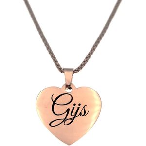 Ketting - Hart - Met Naam - Gijs - Rosegoud