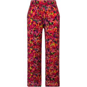 Janet & Joyce - Dames - Broek van jersey rechte pijpen gebloemde all-over print - Roze - Maat 44