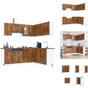 vidaXL Keukenkastset - Keukenkastsets - Keukenunitset - Kastset - 11-delige Keukenkastenset Kalmar bewerkt hout gerookt eiken