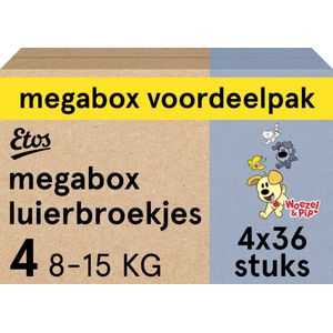 Etos Luierbroekjes - Woezel & Pip - Maat 4 - 8 tot 15kg - Megabox Voordeelpak - 144 stuks