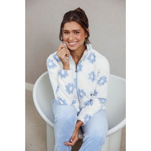 Fleece bloemetjes huispak Rebelle - Blauw - Maat - 44