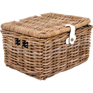 Fietsmand V-Race Wicker Rattan L Met Deksel Lichtbruin