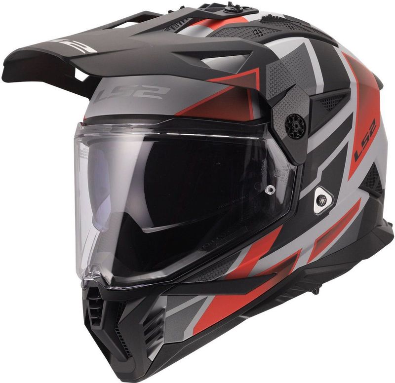 LS2 - MX702 Pioneer II - Crosshelm - Mat Grijs Rood