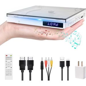 QPFO® DVD Speler met HDMI - Compacte DVD en CD Speler - Full HD 1080p - Inclusief HDMI Kabel en Afstandsbediening - Wit