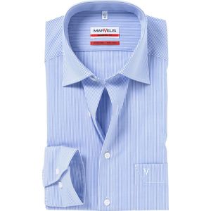 MARVELIS modern fit overhemd - blauw met wit gestreept - Strijkvrij - Boordmaat: 39