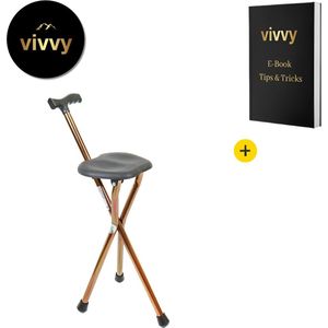 Wandelstok Met Zitje - Zitstok Opvouwbaar - Flipstick Lichtgewicht - 100% Tevredenheidsgarantie - 52 Cm