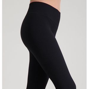 Sportlegging Dames High Waist - Squat Proof - Luxe Ribstof - Naadloos - Made in Italy - Zwart - S/M - SO TIGHT