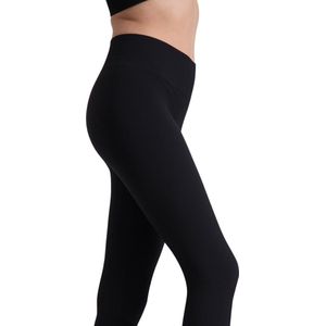 Sportlegging Dames Hoge Taille - Luxe Ribstof - Naadloos - Squat Proof - Yoga Legging - Made in Italy - Zwart - XL - So Tight