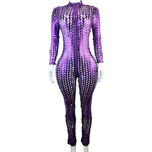 Jumpsuit - Onesize - Paars feest party kleding festival pak