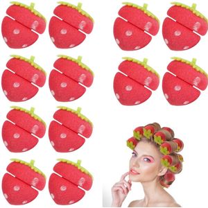12 stuks - spons-haarkrulspelden - aardbeien foam rollers - magische haarkrulspelden - lichtgewicht en herbruikbaar - voor volume en krullen zonder hitte - zachte spons-haarkrulspelden voor thuis- en reisgebruik