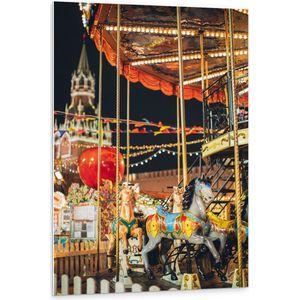 PVC Schuimplaat - Paard van Draaimolen op de Kermis - 80x120 cm Foto op PVC Schuimplaat (Met Ophangsysteem)