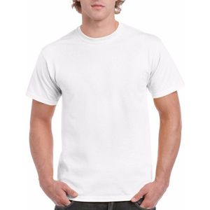 Set van 2x stuks witte katoenen t-shirts voor heren 100% katoen - zware 190 grams kwaliteit - Basic shirts, maat: 2XL (44/56)