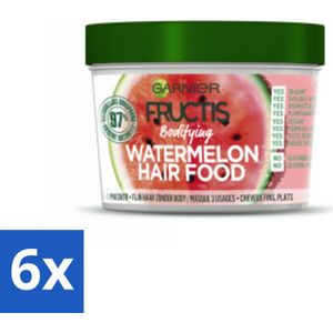 Garnier - Fructis Hair Food Watermelon - 3-in-1 Haarmasker - Futloos Haar - 400 ml - Voordeelverpakking - 6 stuks