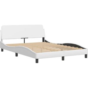 vidaXL - Bedframe - met - hoofdbord - kunstleer - wit - 140x200 - cm