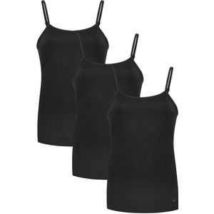 Undiemeister Camisole Top Dames - 3-Pack - Volcano Ash (Zwart) - Hemd Mouwloos Onderhemd - Perfecte Pasvorm - Zijdezachte Ademende Stof - Geen Labels - Basic Ondershirt - Tencel - Camisole - Maat M
