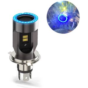 VCTparts LED H4 Koplamp Angel Eye Blauw-Wit 6000K (1 stuk) [Motorfiets - Auto- Scooter]