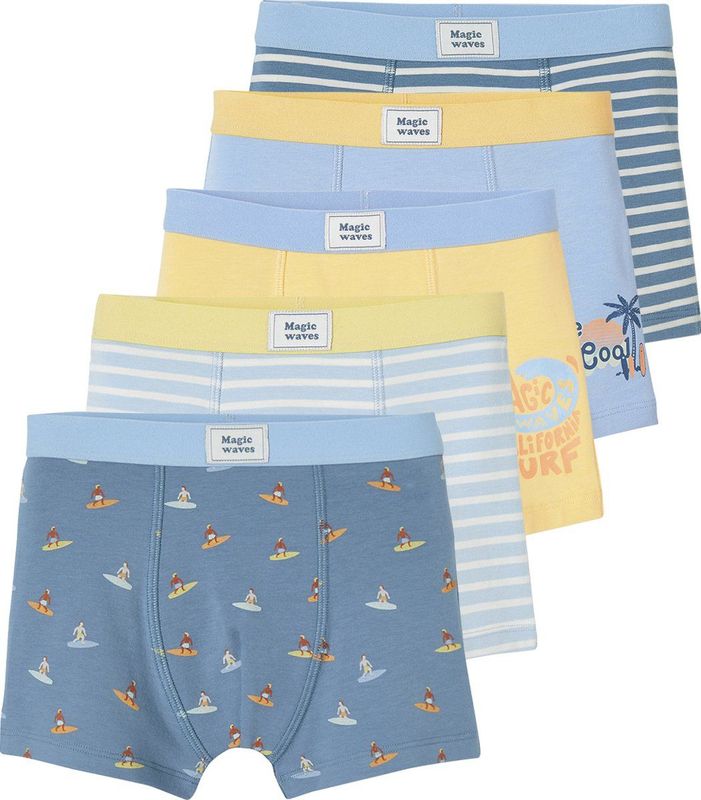 Set van 5 Boxershorts - Lichtgeel - Surf Thema - Voor Jongens