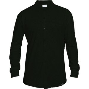 Overhemd Piqué - Biologisch katoen + elastane - zwart - verborgen button down