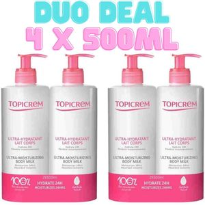 Topicrem - Ultra-Moisturizing Body Lotion - 4 x 500ml - Hydraterende Bodymilk met Urea 2% en Glycerine 9,5%