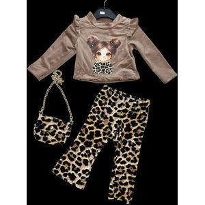 Panterprint setje voor meisjes vanaf maat 85 - Zacht fluweel -Eigenwijsz collectie