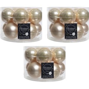 30x Licht parel/champagne glazen kerstballen 6 cm - glans en mat - Glans/glanzende - Kerstboomversiering licht parel/champagne