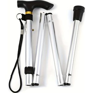 Bovista Opvouwbare Wandelstok - Inklapbare Wandelstok - Wandelstok Opvouwbaar - Wandelstokken Verstelbaar - Loopstok - Mannen - Vrouwen - Rubber Handvat - Zilver