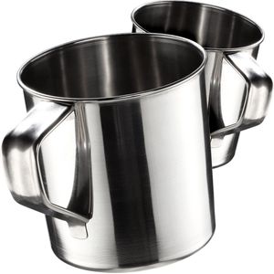 KADAX Roestvrijstalen beker, duurzame koffiemok met handvat, onbreekbare drinkbeker, geïsoleerde beker, thermobeker voor koffie, thee, sap en water (10 cm/2 stuks)