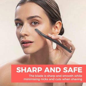 ZOMCHI Eyebrow Razor Blades - Facial Razor for Men and Women - Eyebrow Trimmer with Precision Cover - 6 Blade Face Shaver -Black