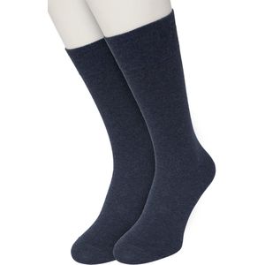 Bonnie Doon Basic Sokken Heren Donker Blauw maat 47/52 - 2 paar - Basis Katoenen Sok - Gladde Naden - Brede Boord - Uitstekend Draagcomfort - Perfecte Pasvorm - 2-pack - Multipack - Effen - Gemeleerd - Dark Blue Heather - OL6324012.196