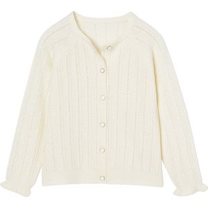 Meisjesvest - Ecru - Opengewerkt Breiwerk