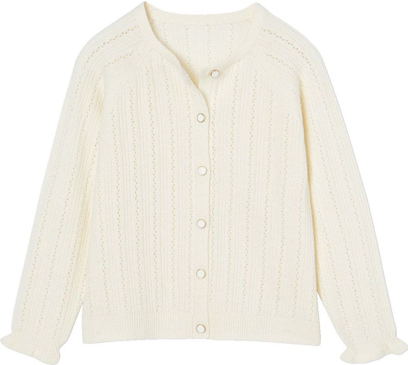 Meisjesvest - Ecru - Opengewerkt Breiwerk